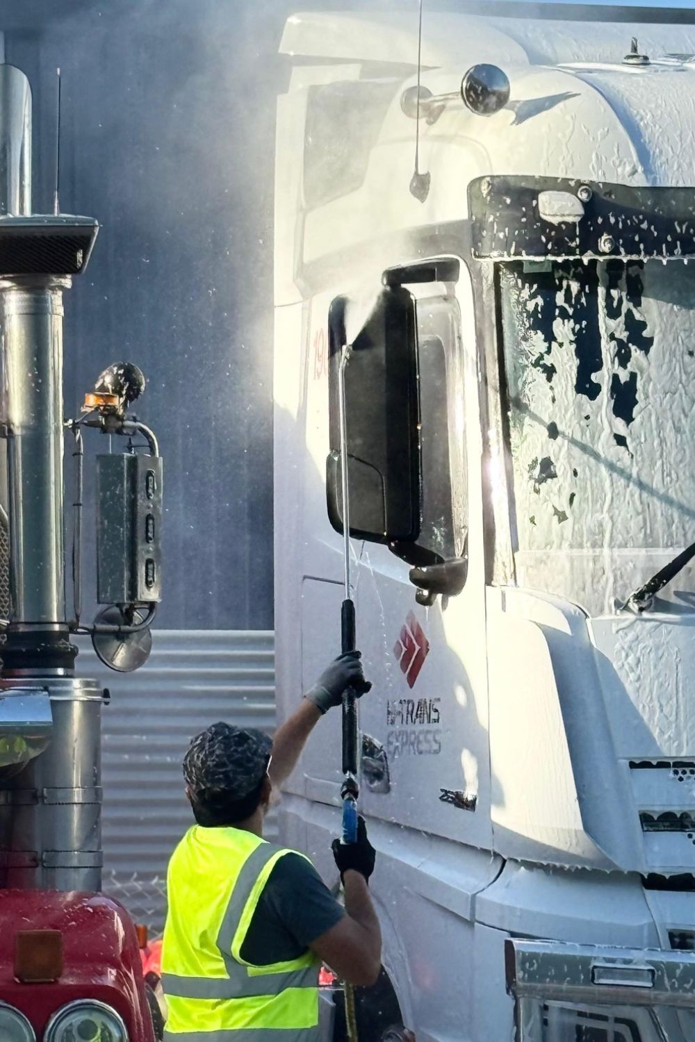 Pressure washing setup